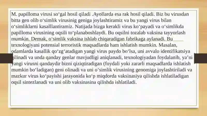 VIRUSALOGIYA FANIDAN TAYYORLAGAN MUSTAQIL TA’LIM ISHI 4