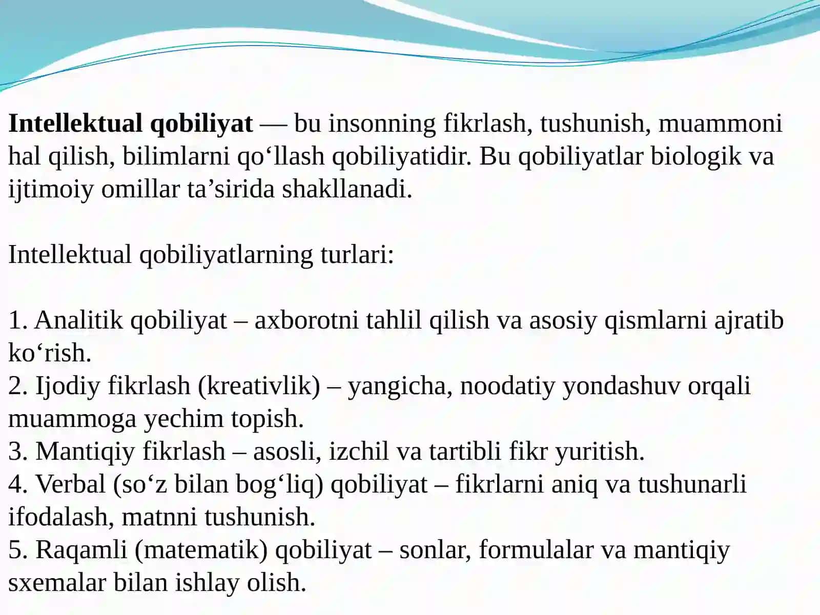 Tafakkur va intellektual qobiliyatlar 4