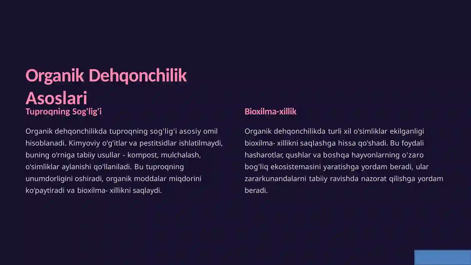 Organik dehqonchilikda sabzavot ekinlari yetishtirish 4
