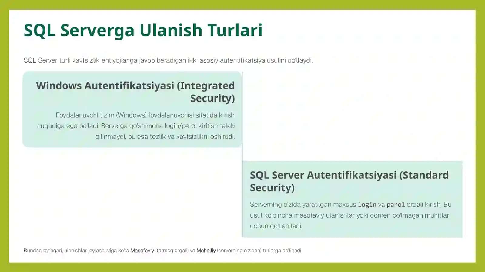 SQL Serverda Ulanish va Cheklashlar 4