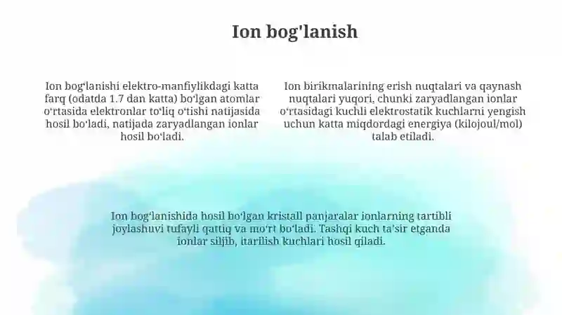 Kimyoviy bog'lanish turlari 4