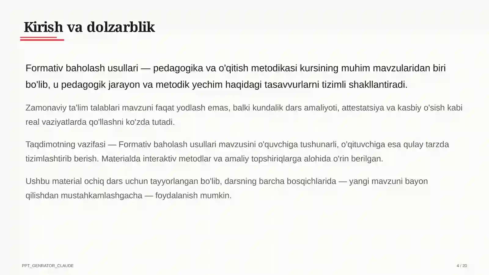 Formativ baholash usullari 4