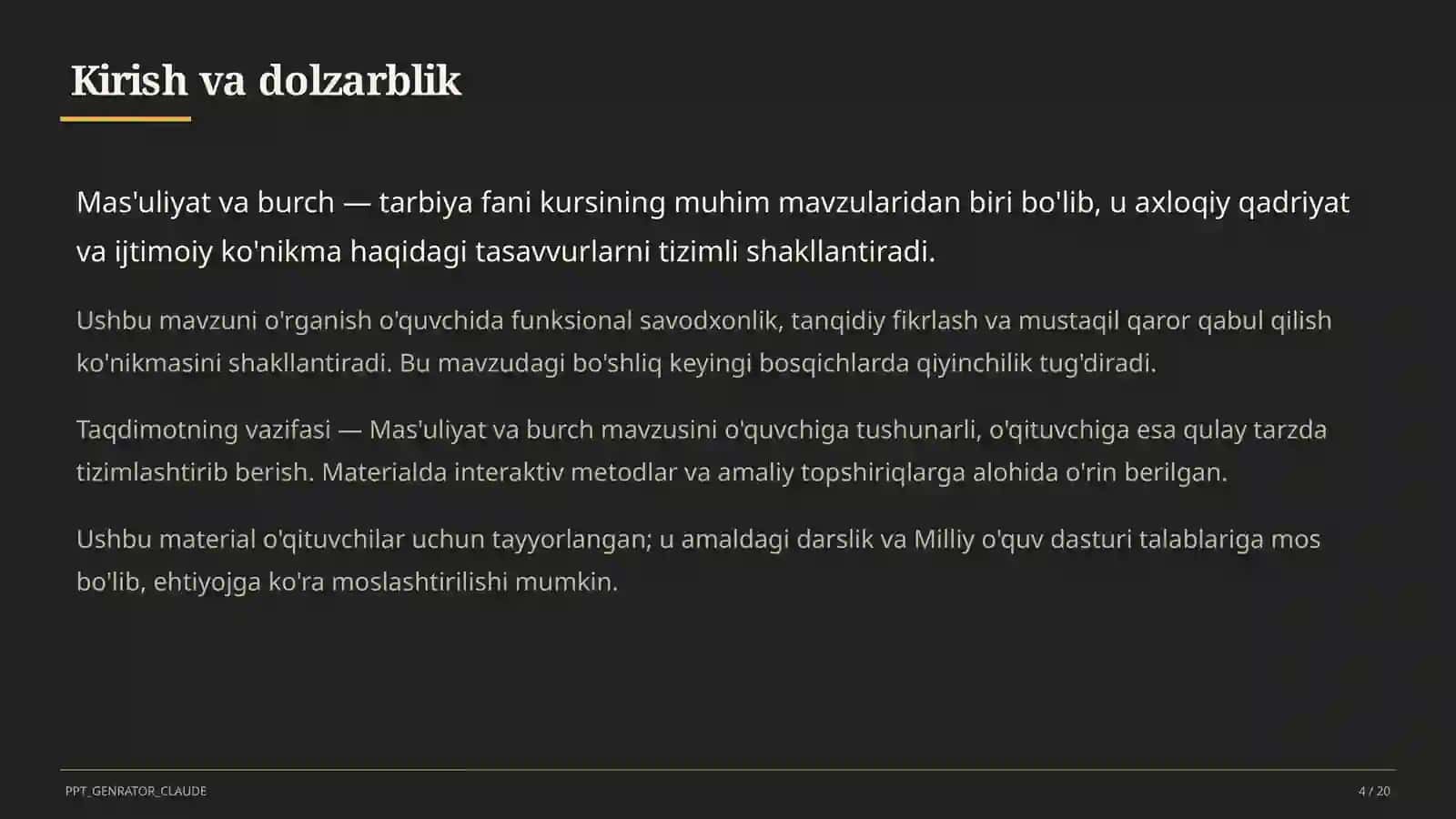 Mas'uliyat va burch (6-sinf) 4