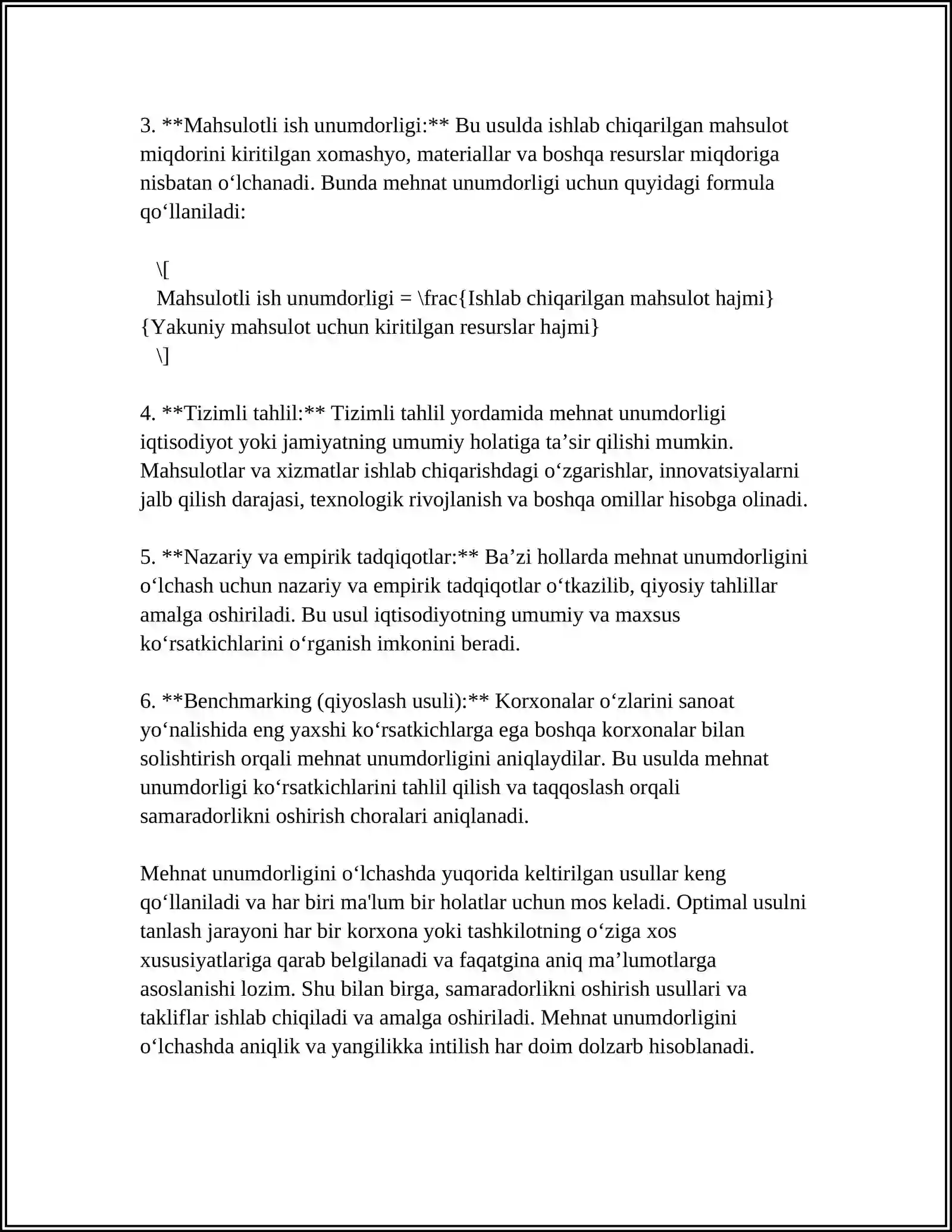 QURILISHDA MEHNAT UNUMDORLIGINI BAXOLASH 4