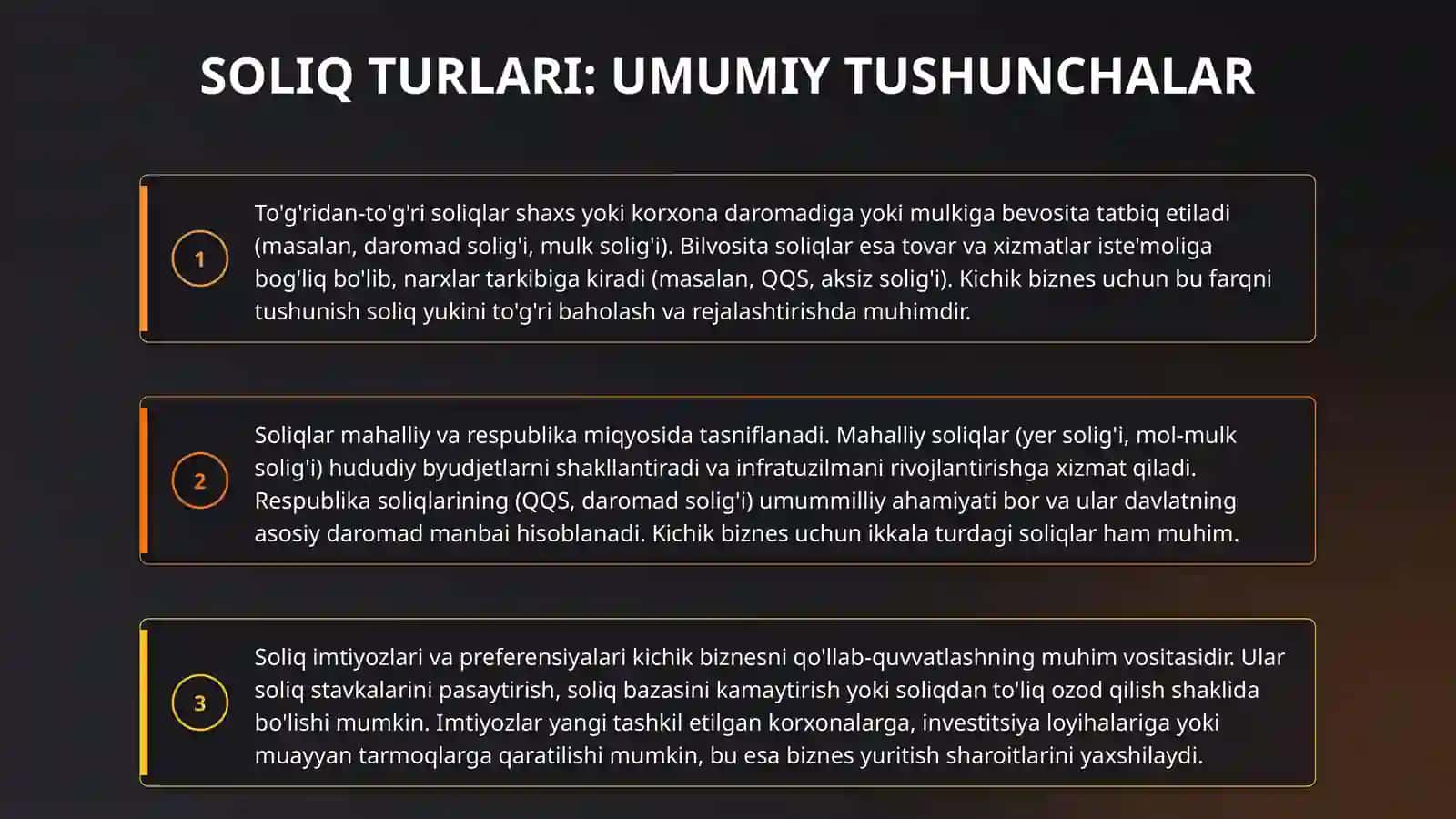 Kichik biznesni soliqqa tortishning umumiy tavsifi. 4