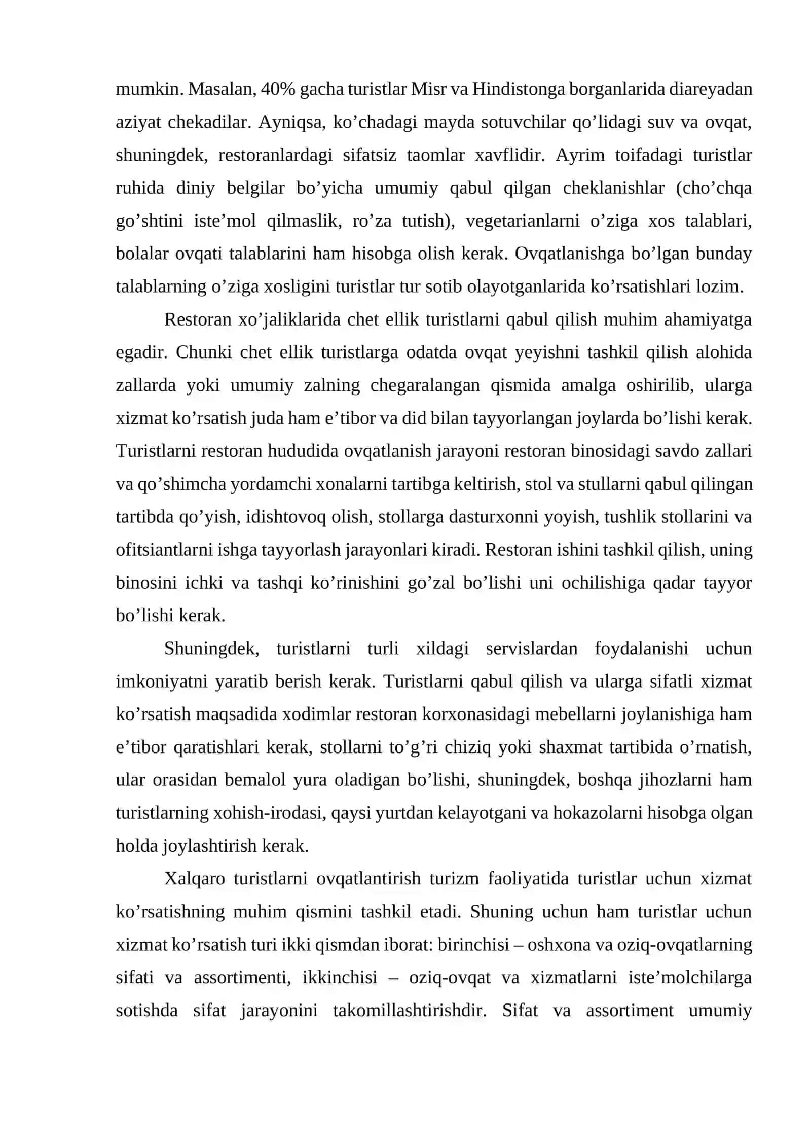 Turizm sohasida ovqatlantirish xizmatlari 4