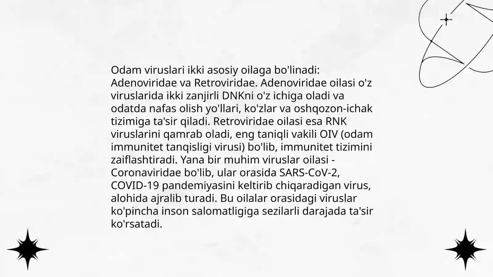 Odam va hayvon viruslari oilalari va kasalliklari 4