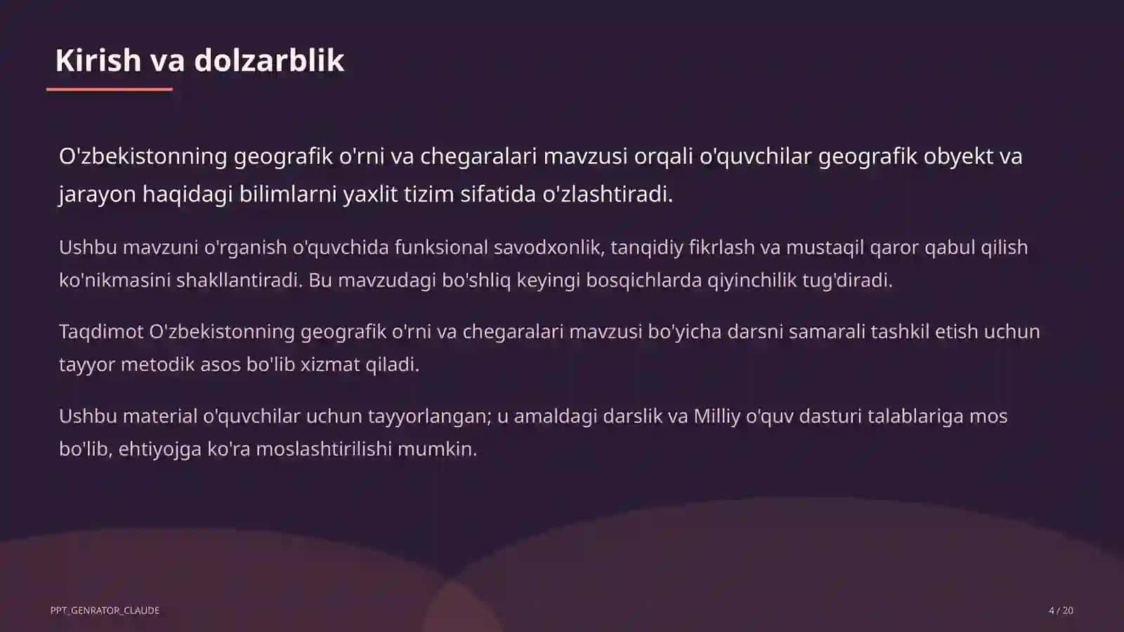 O'zbekistonning geografik o'rni va chegaralari (8-sinf) 4