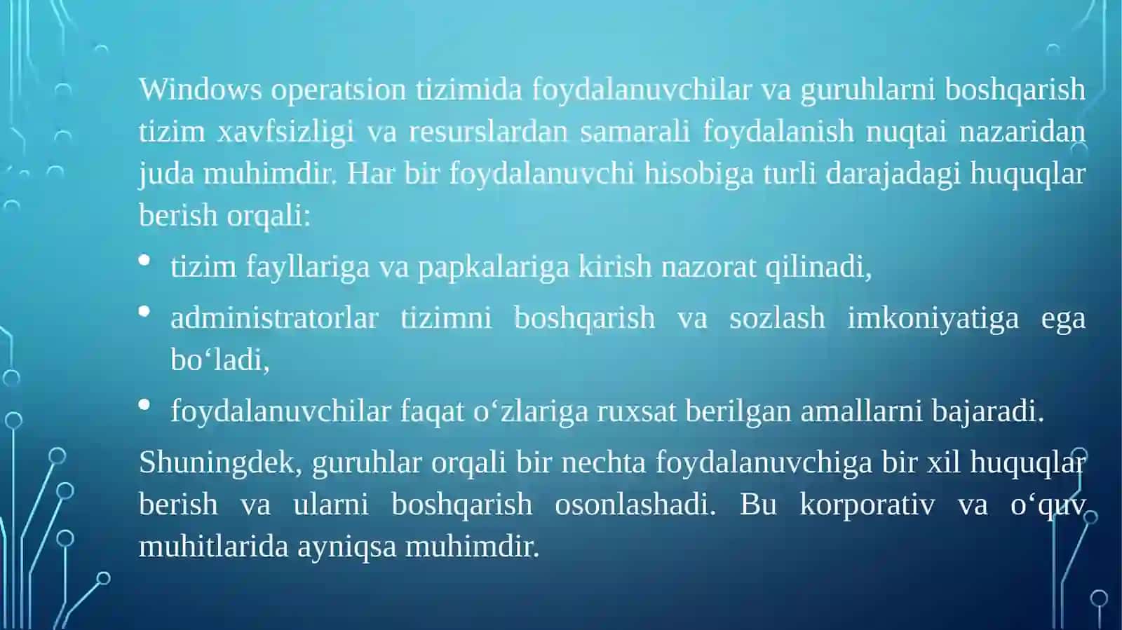 Windows operatsion tizimi da foydalanuvchilar va guruhlarni boshqarish 4