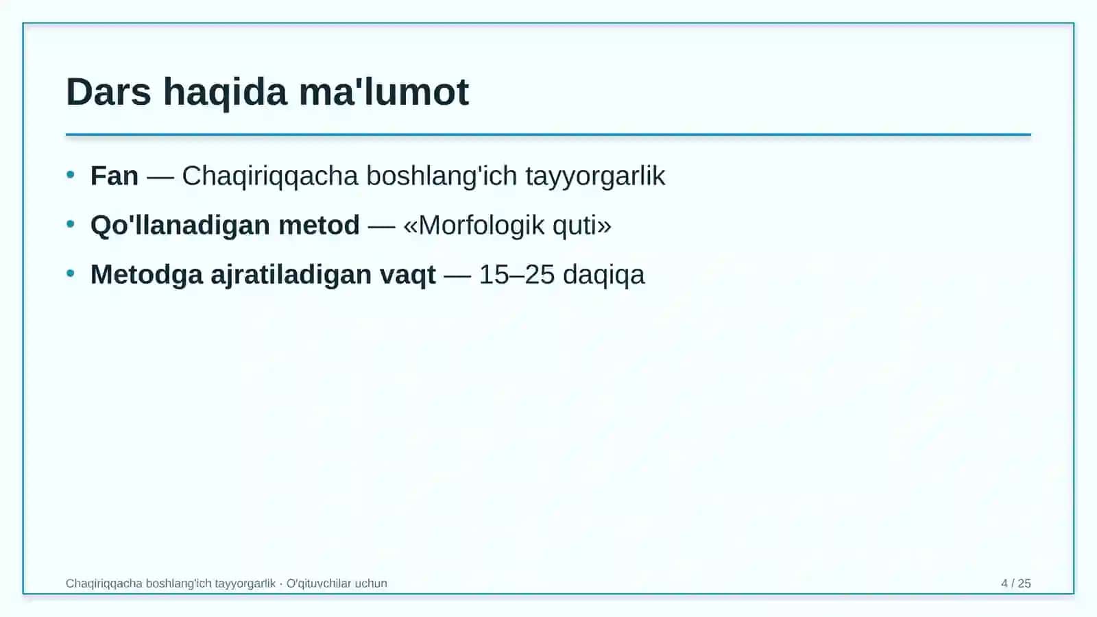 chaqiriqqacha boshlang'ich tayyorgarlik darslarida morfologik quti metodidan foydalanish 7351 4
