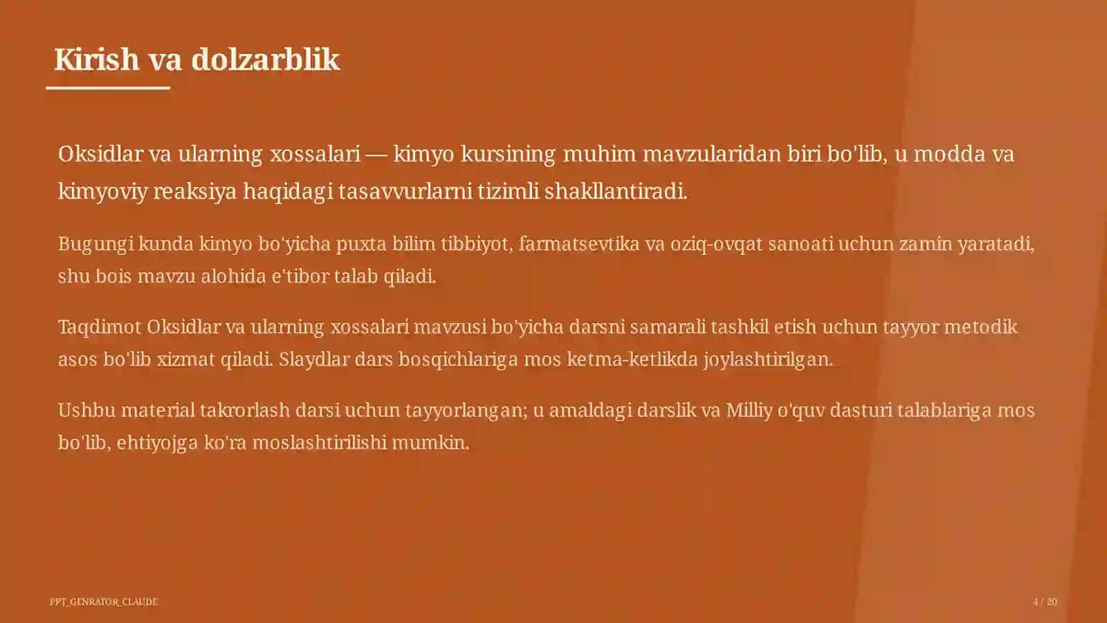 Oksidlar va ularning xossalari (8-sinf) 1