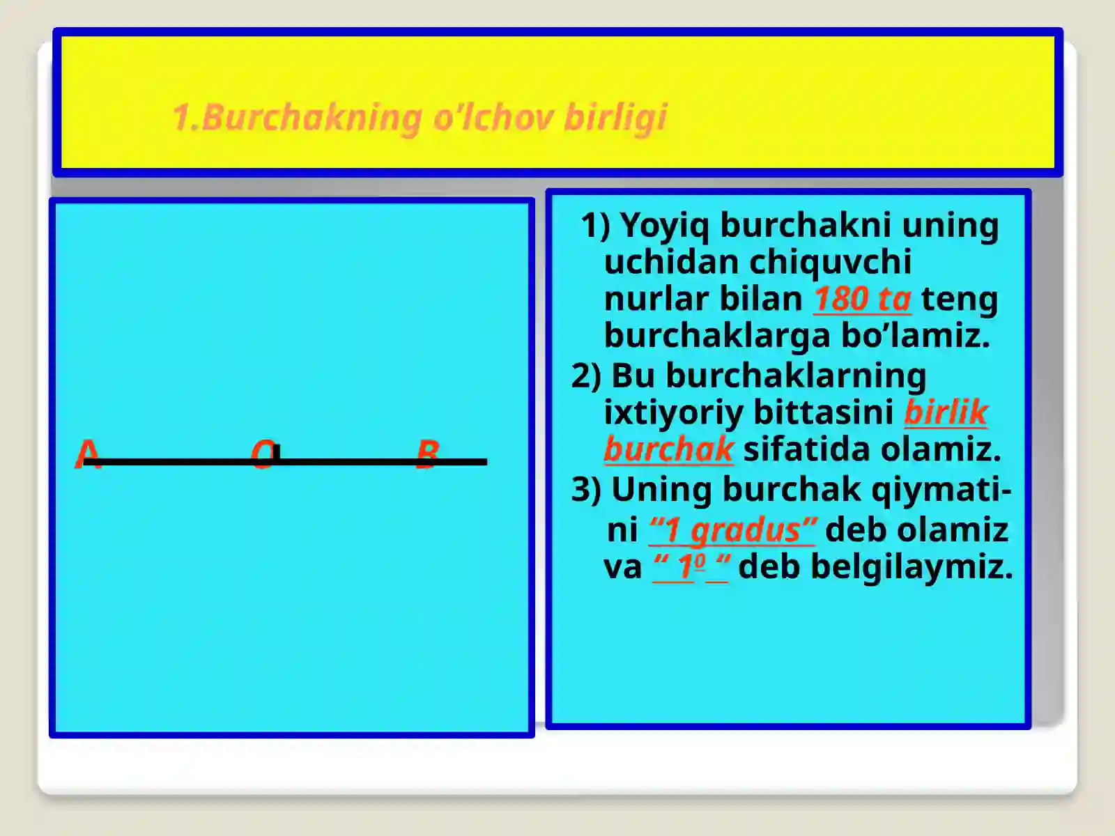 Burchaklarni o'lchash.Transport 4