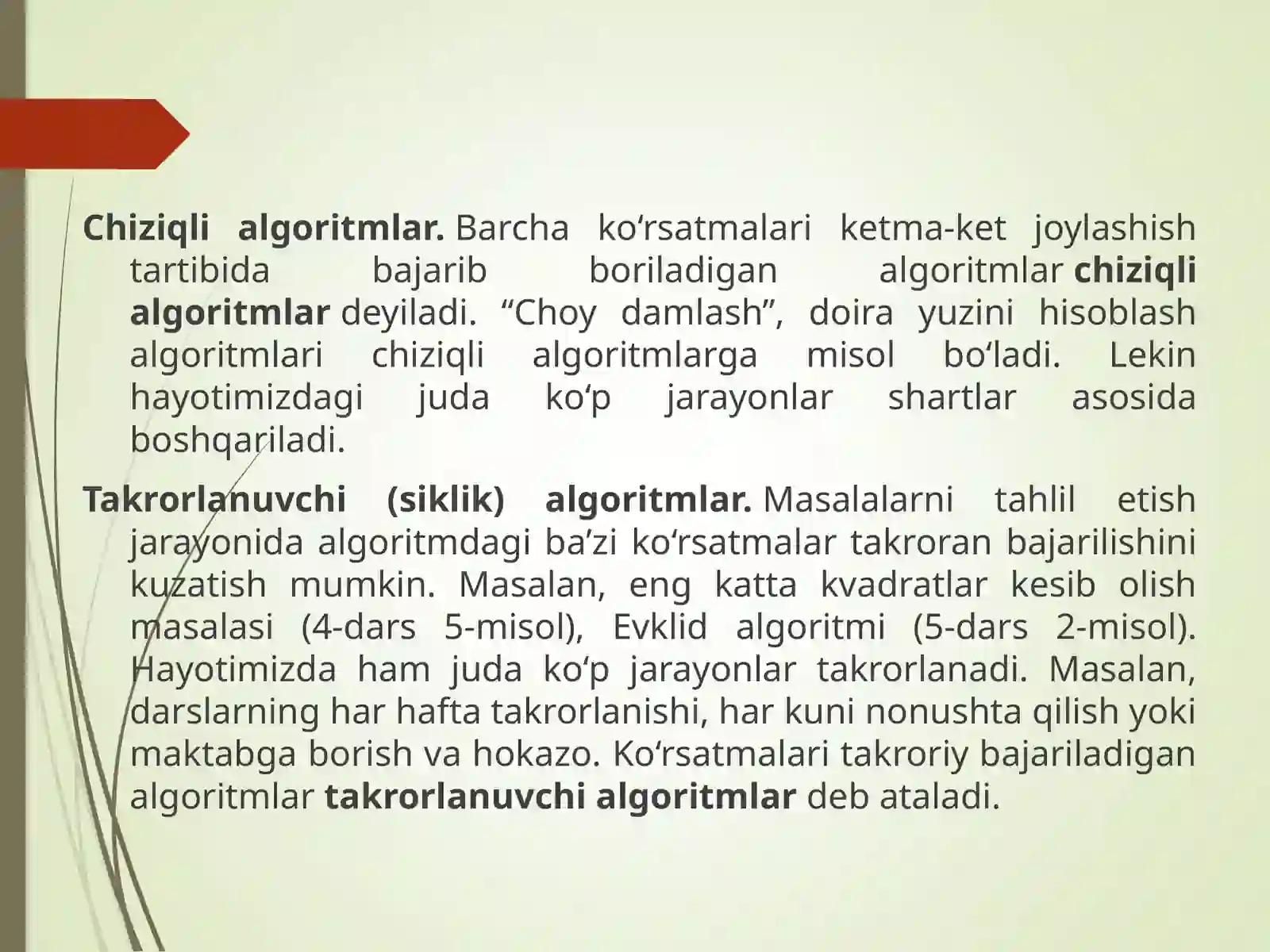 Chiziqli algoritmlar 4