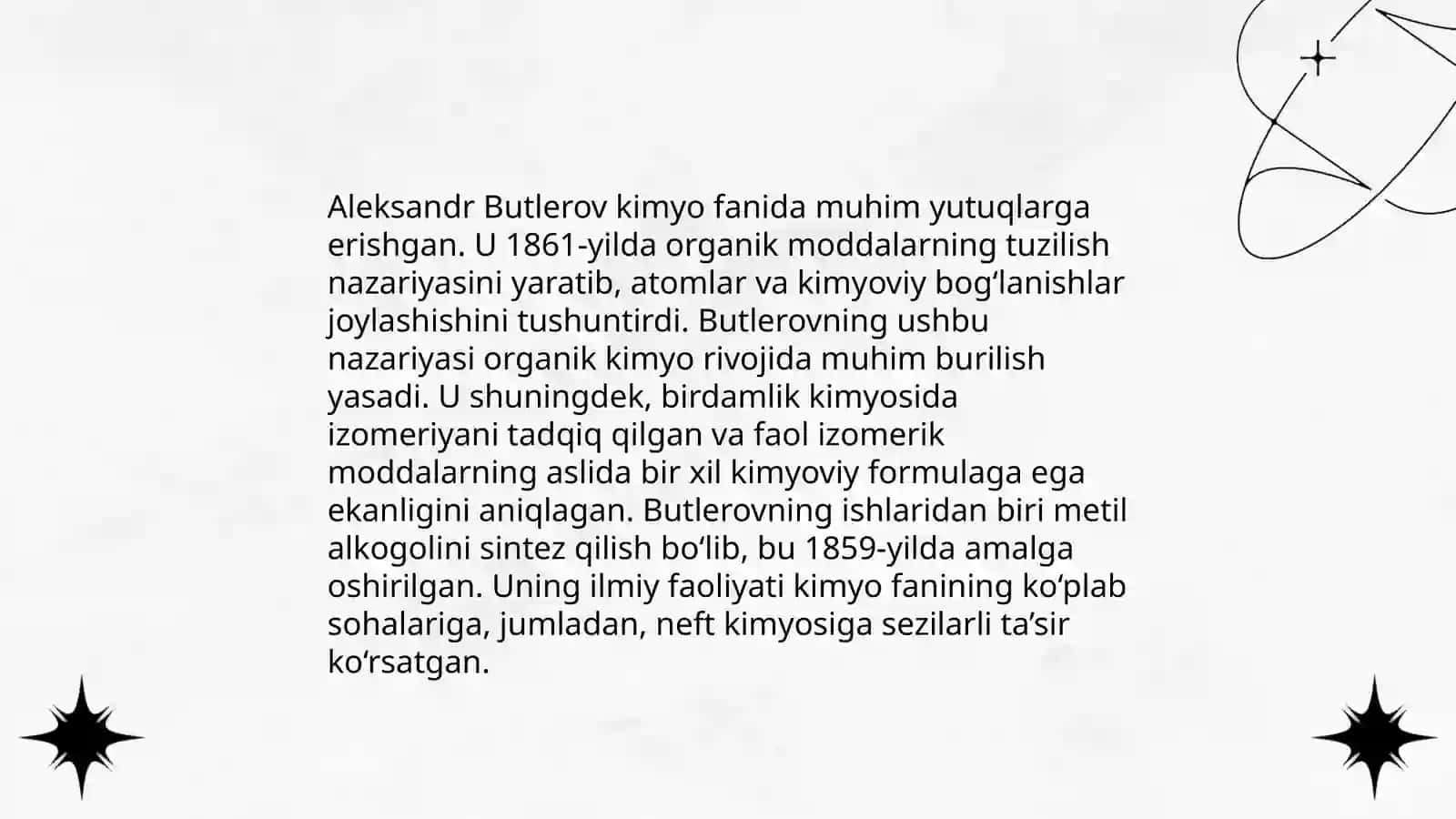 Organik kimyo va tuzilish nazariyasining yaratilishi. Butlerov kuper kekuli ishlari 4