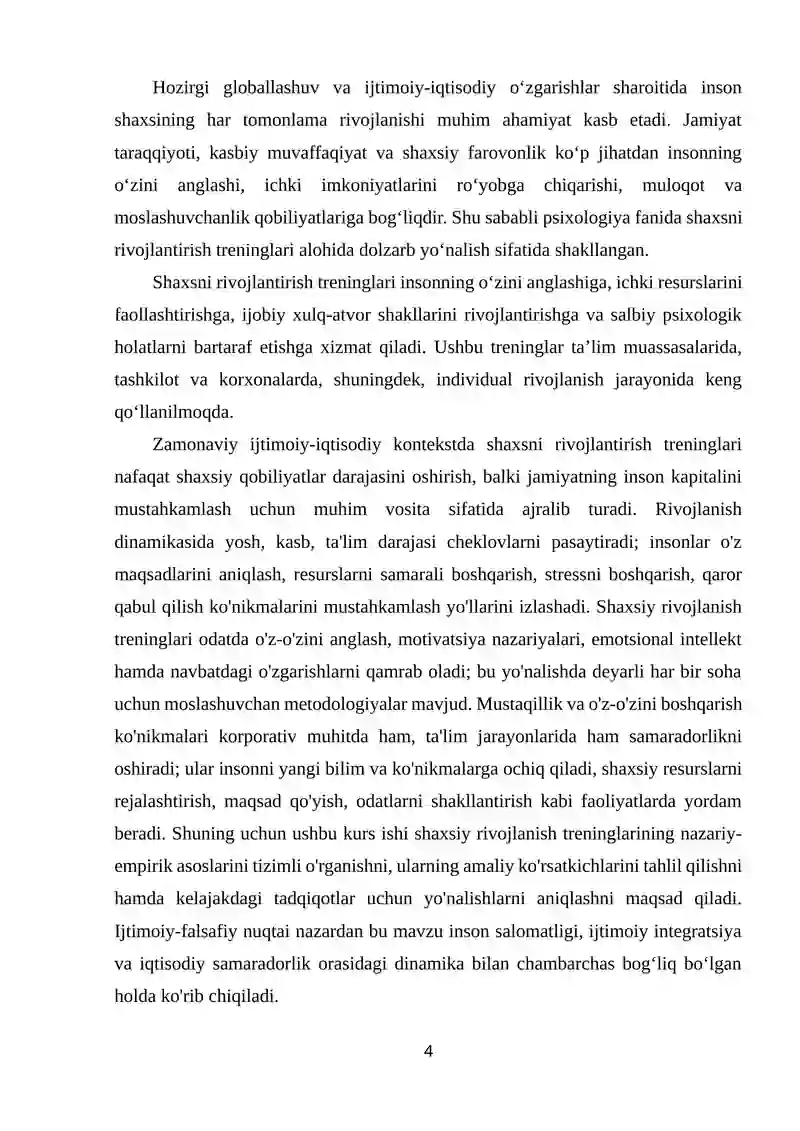 Shaxsni rivojlantirish treninglarini o’rganish 4