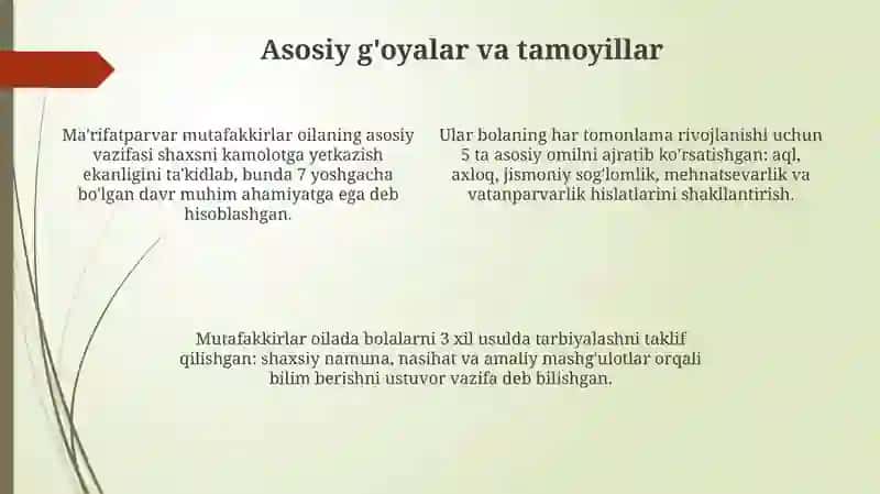 Ma'rifatparvar mutafakkirlarning oila tarbiyasiga oid fikrlari 4