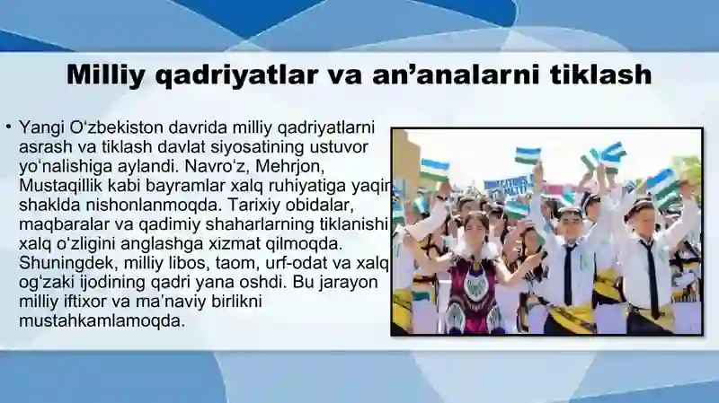 Yangi O‘zbekiston davrida amalga oshirilayotgan ma’naviy o‘zgarishlar 4