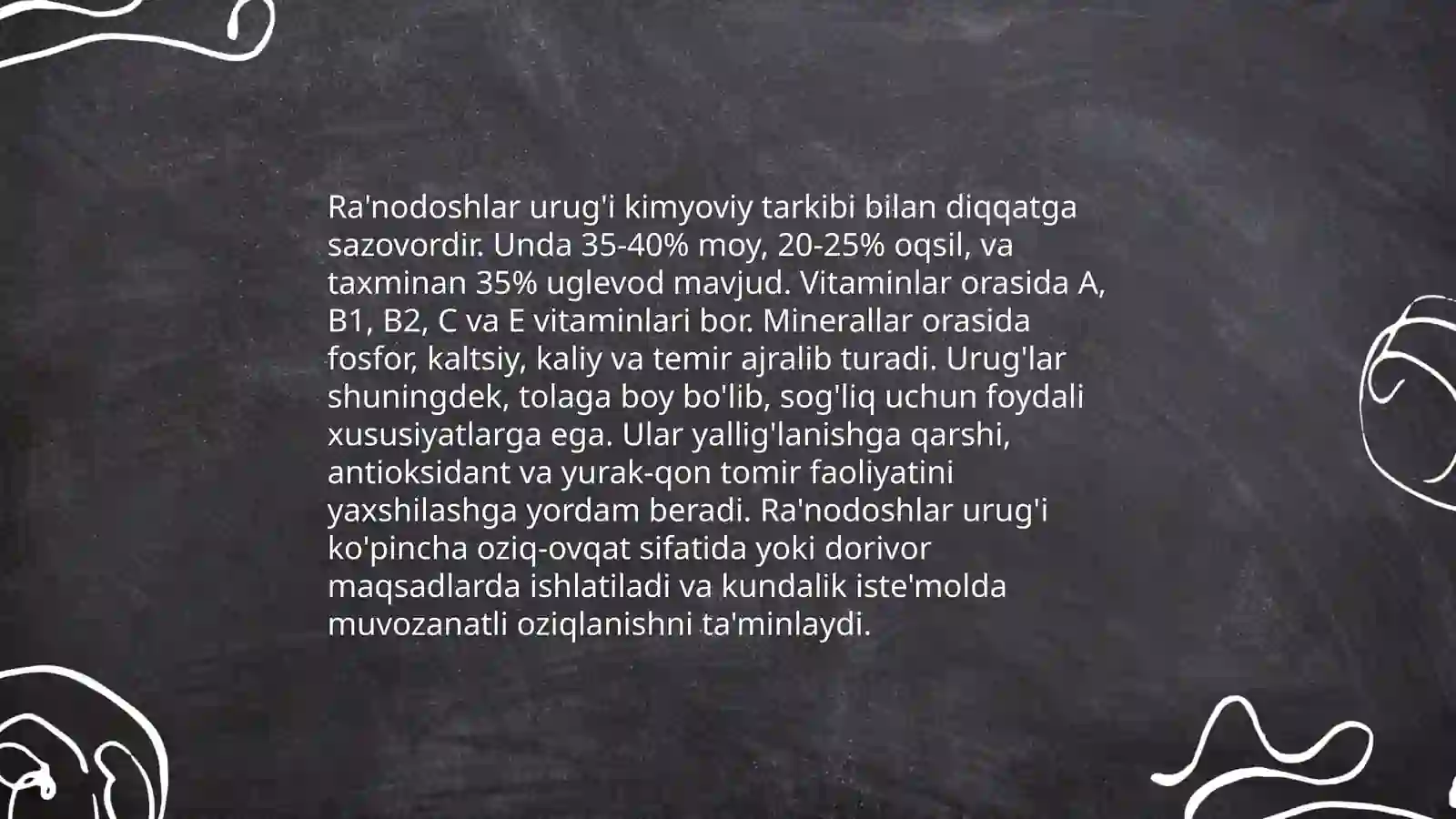 Ra'nodoshlar oilasi 4
