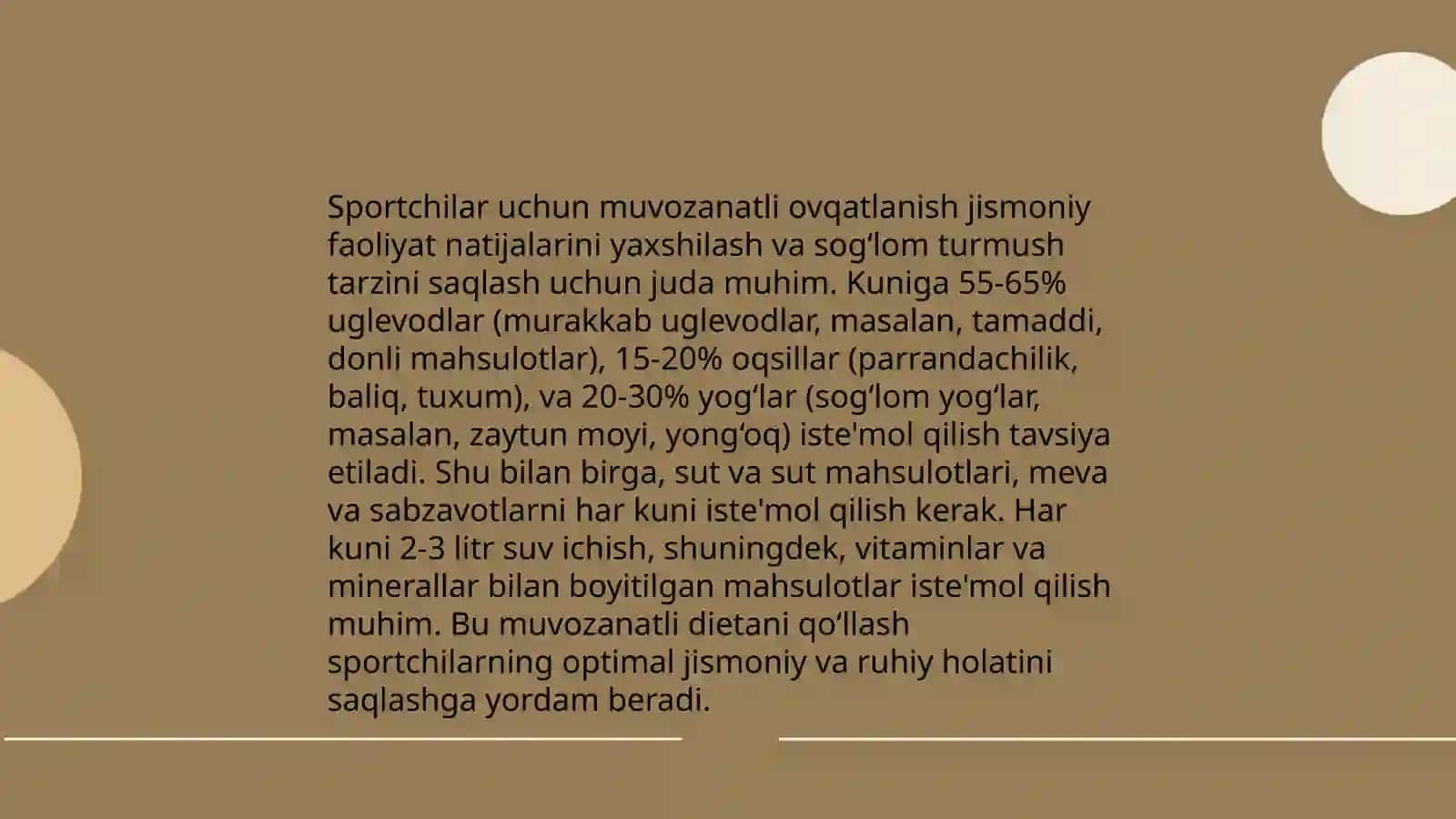 Jismoniy tarbiya va sport mashğulotlari davrida ovqatlanish gigienasi 4
