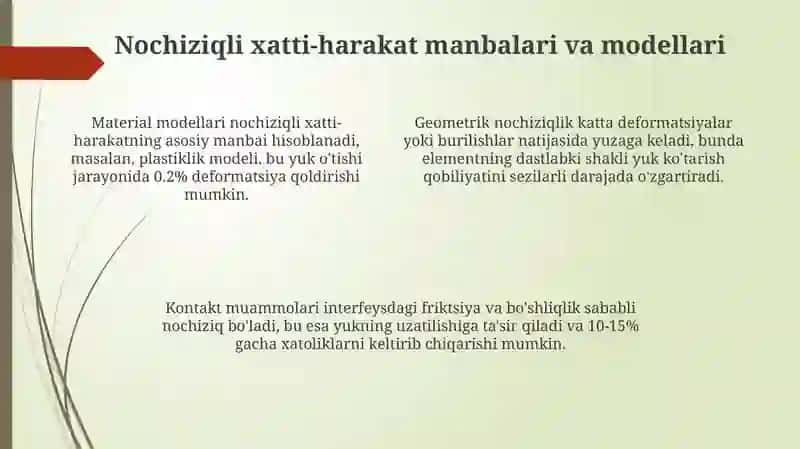 Nochiziqli statik yuklarni uzatish usullari 4