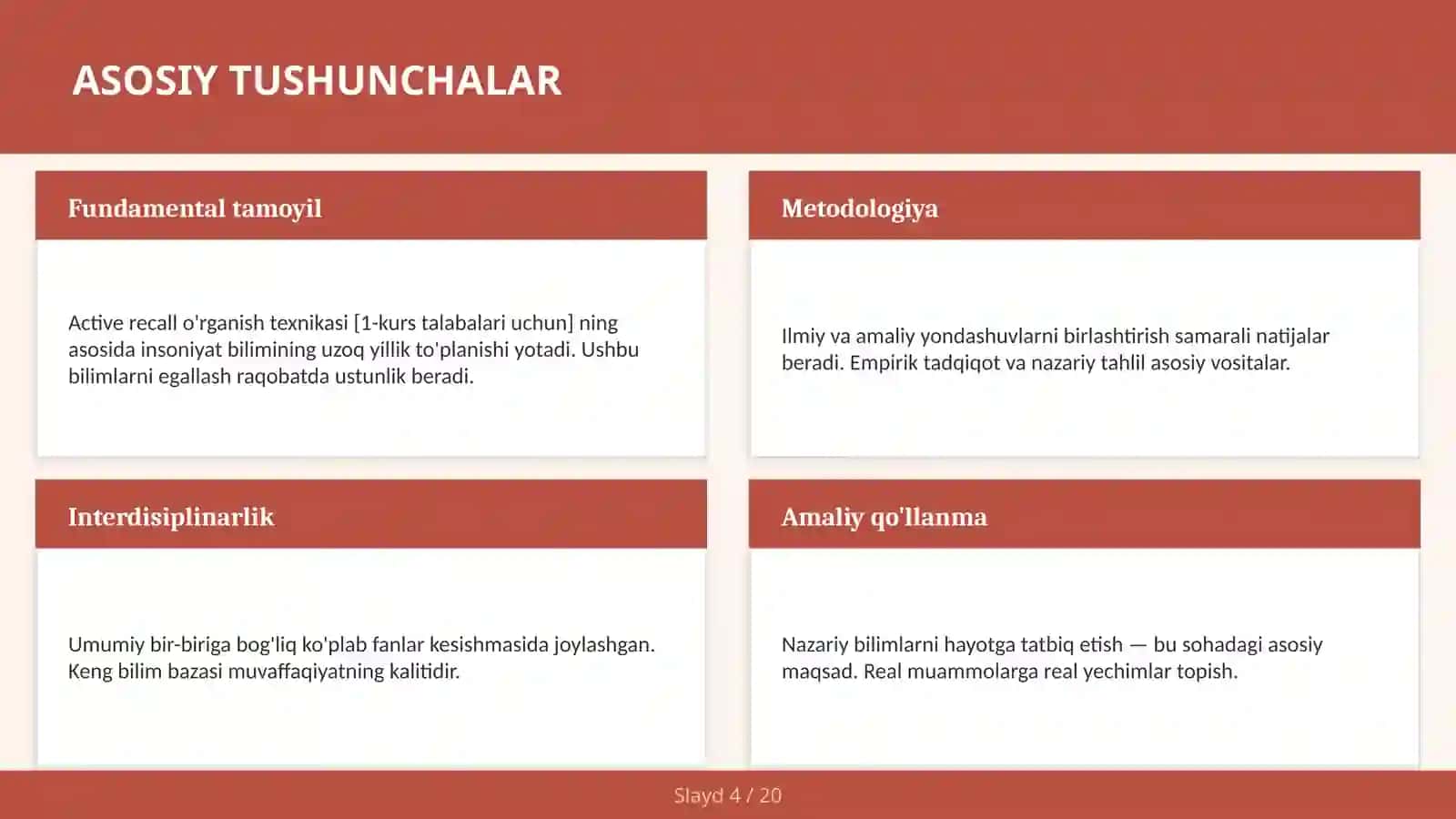 Active recall o'rganish texnikasi [1-kurs talabalari uchun] 4