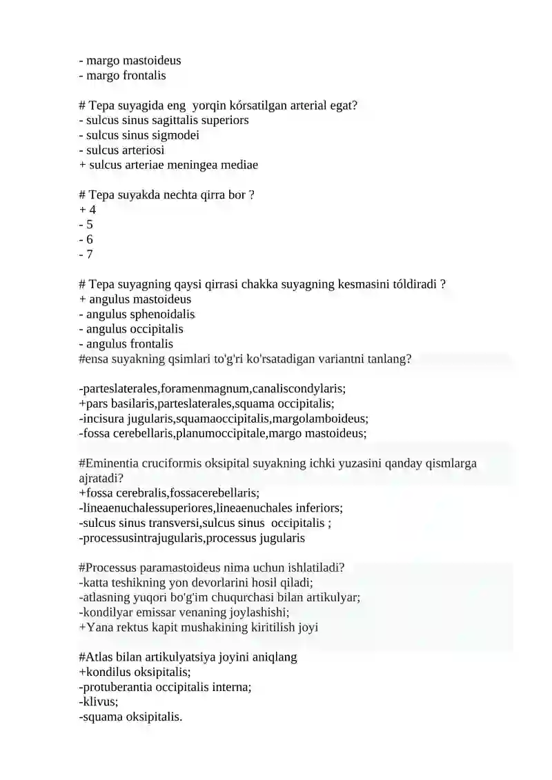 KALLA SUYAGI MAVZUSIGA TEST 4