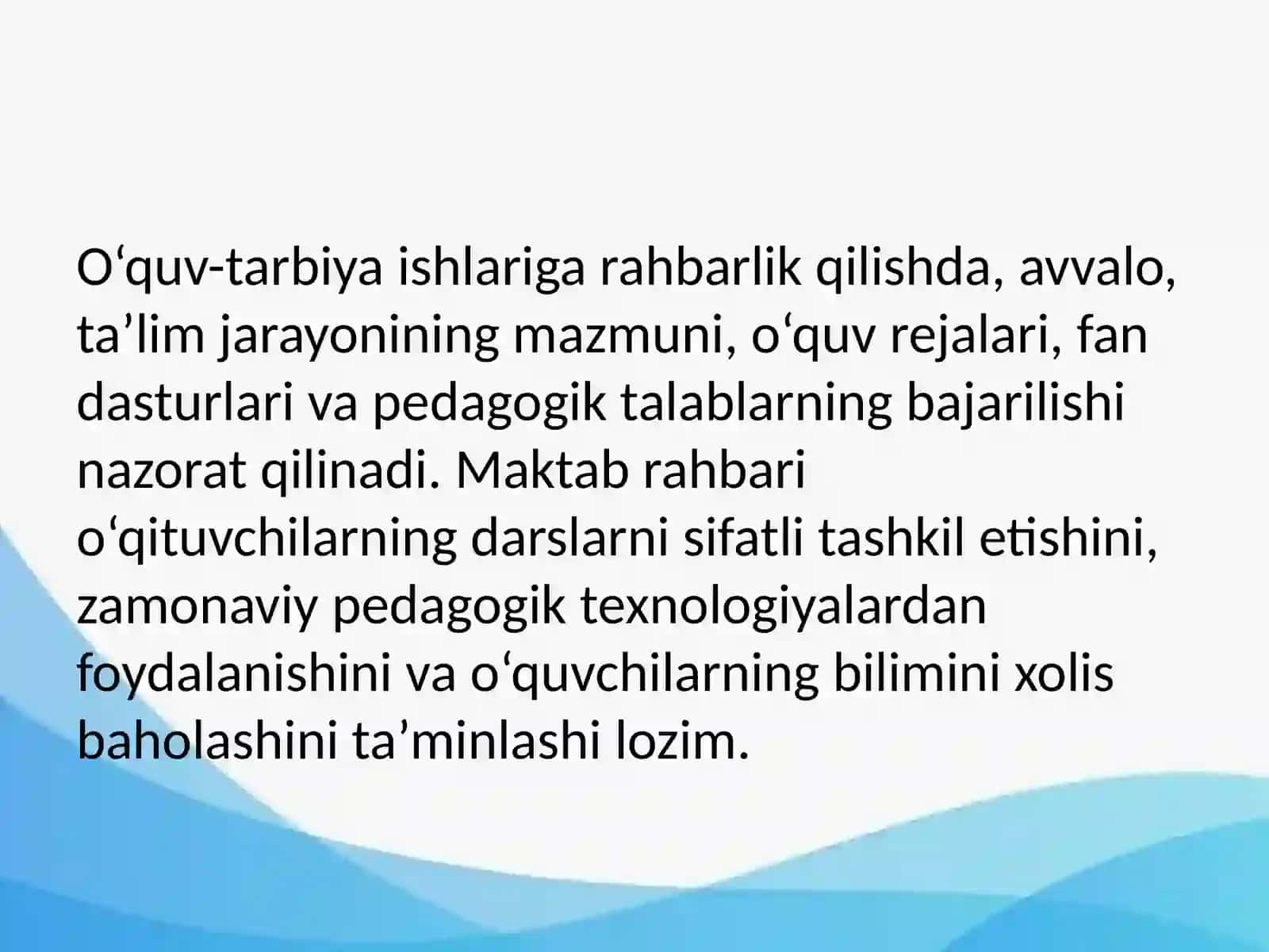 Maktabning o‘quv-tarbiya ishlariga rahbarlik. Maktab ishini rejalashtirish 4