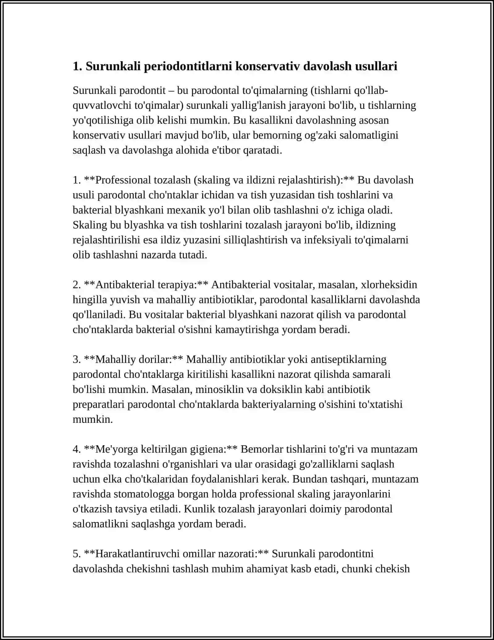 SURUNKALI PERIODONTITLARNI KANSERVATIV, XIRURGIK VA FIZIOTERAPEVTIK DAVOLASH 4