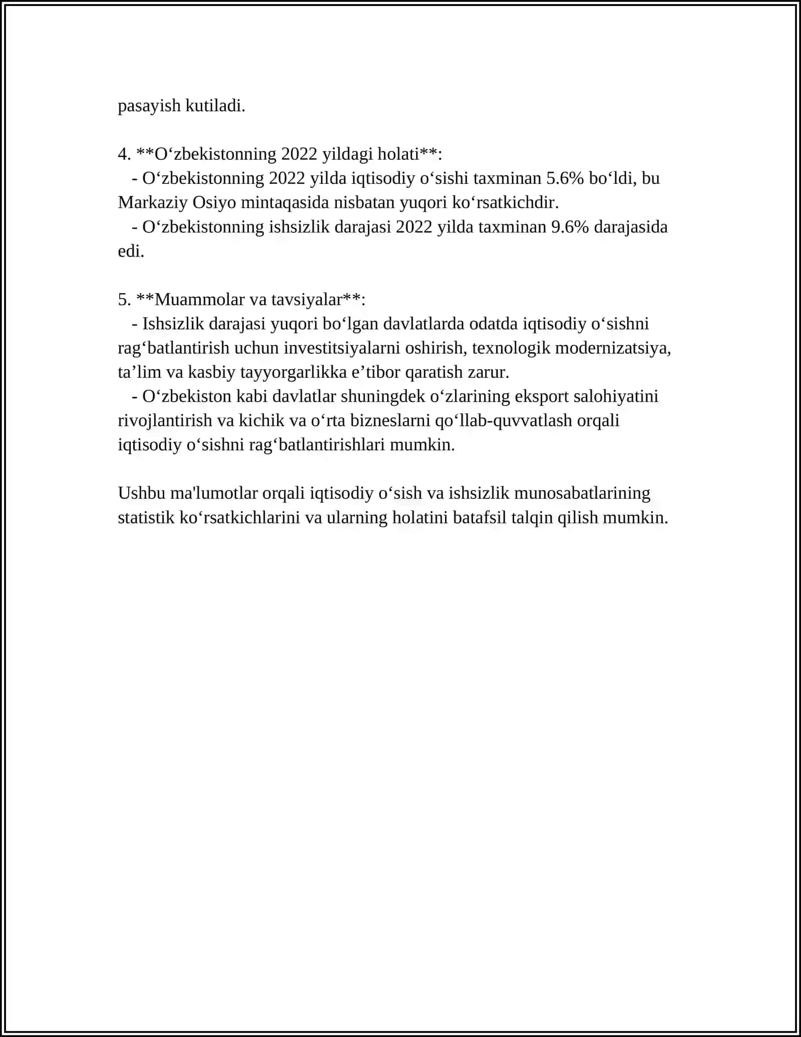 IQTISODIY TEBRANISHLAR. ISHSIZLIK 4