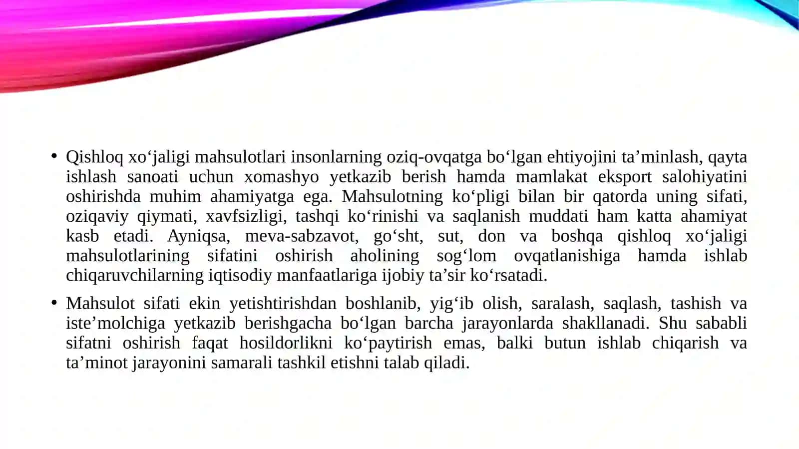 Qishlok Xo‘jaligi maxsulotlarini sifatini oshirish 4