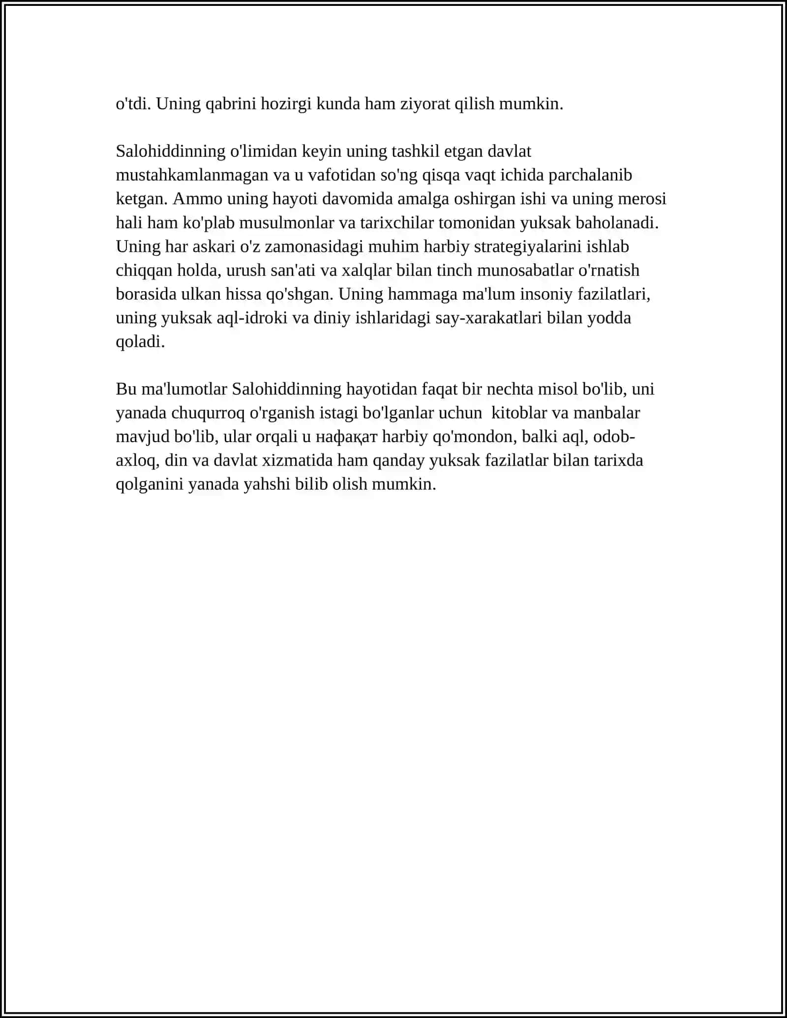 MUSTAQIL ISH Mavzu: SALOHIDDIN AYYUBIY VA QUDDUS UCHUN JANGLAR 4