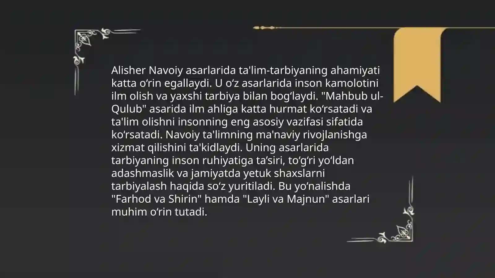 Alisher Navoiy asrida talim tarbiya toʻgʻrisida 4