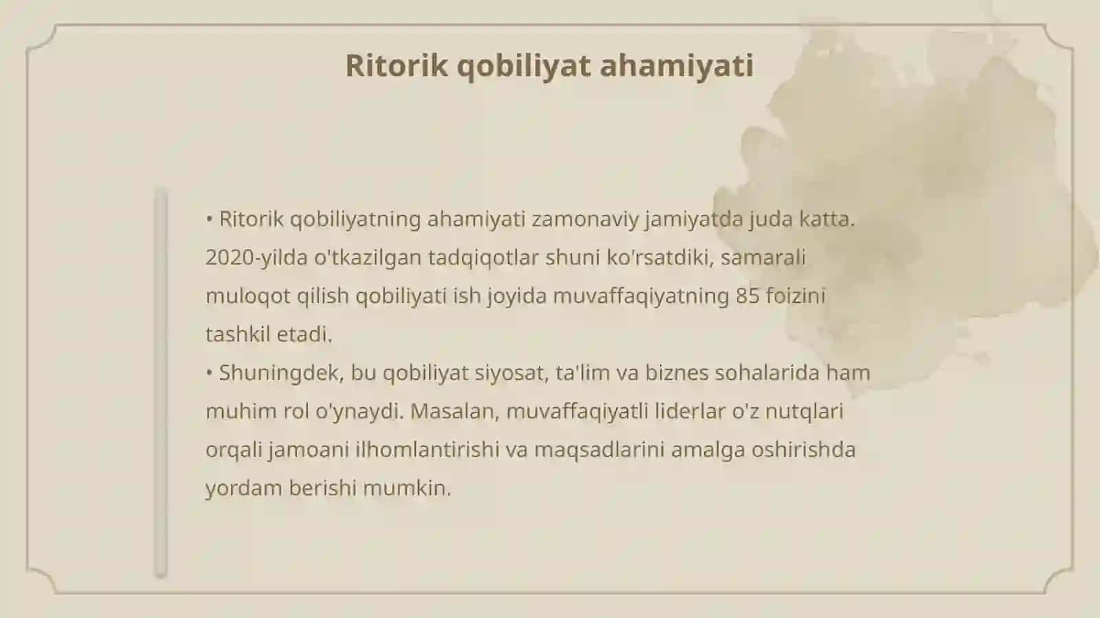 Ritorik qobiliyatning asosiy sifatlari va xususiyatlari 4