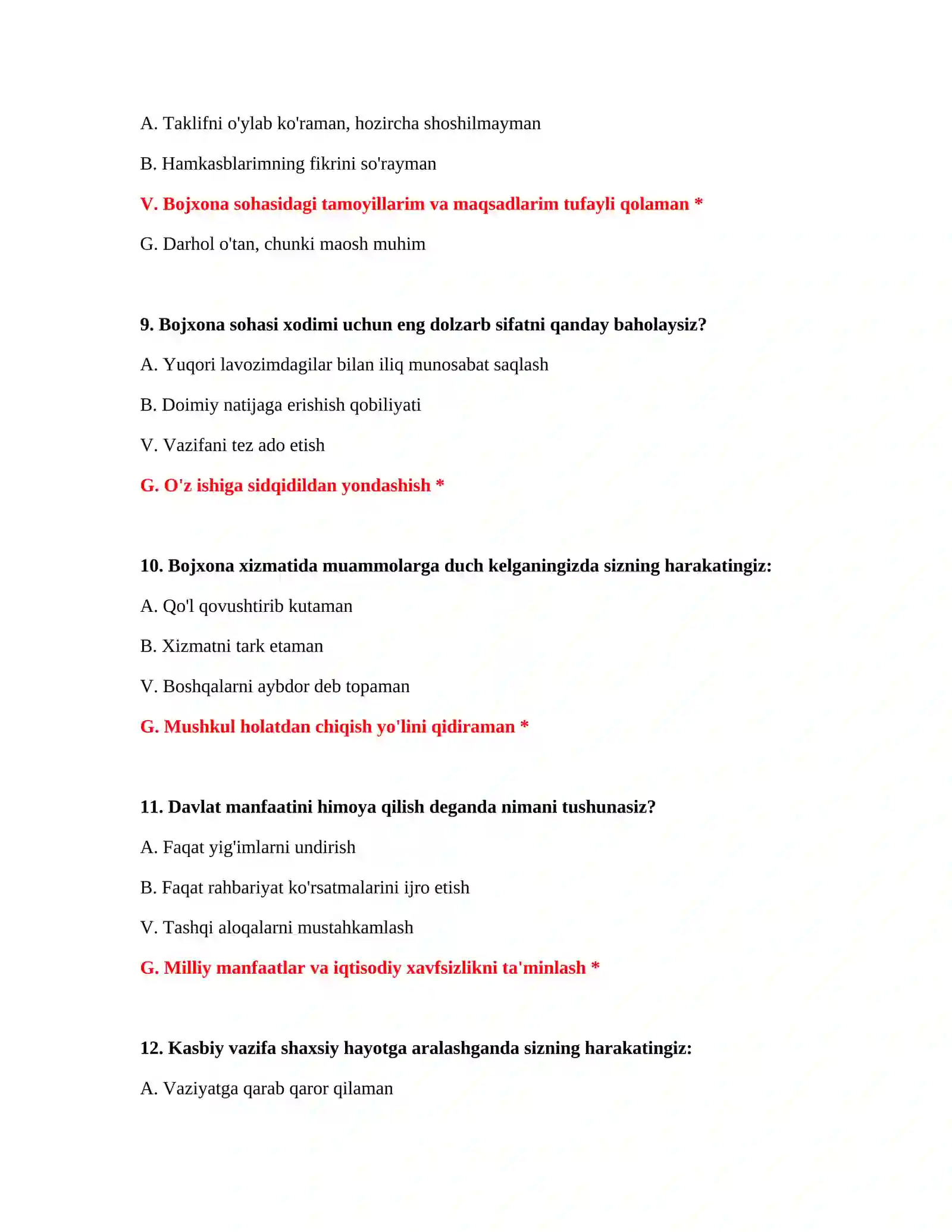 Bojxona psixologik test 100 ta 4