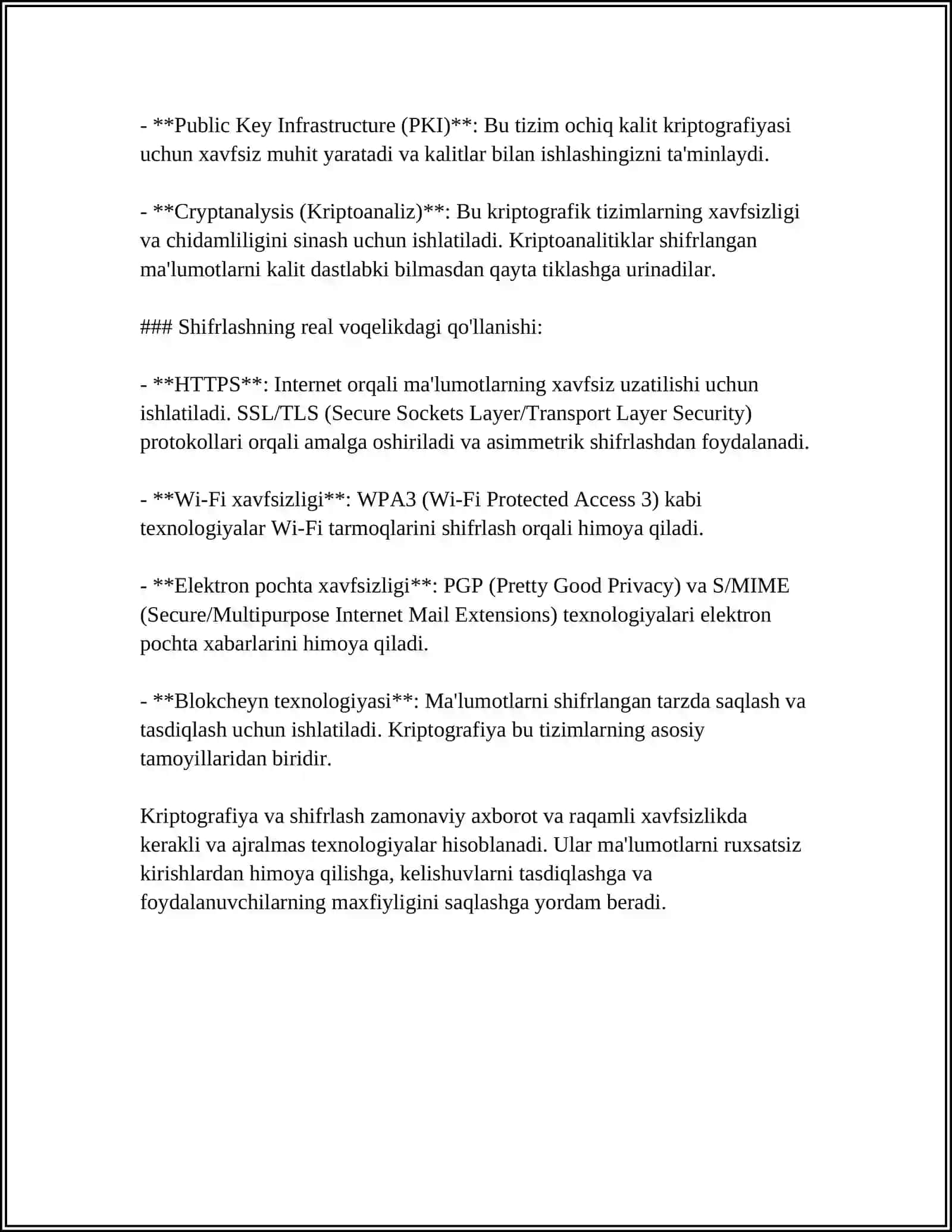 AXBOROTNI XIMIYOLASHNING KRIPTOGRAFIK USULLARI 4