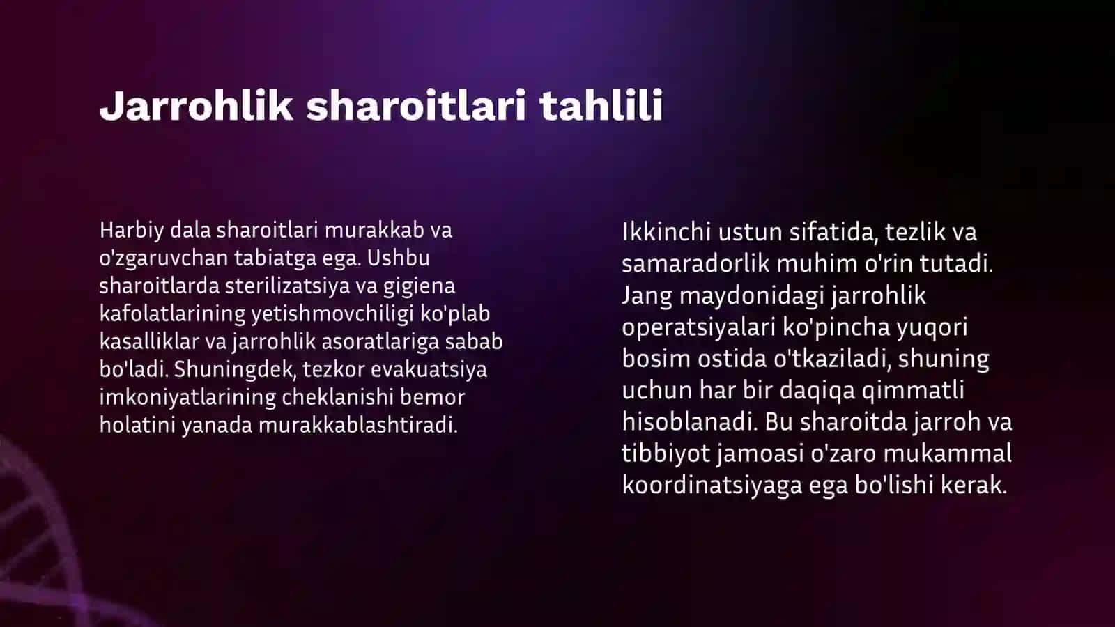 HARBIY DALA HIRURGIYASI. ZAMONAVIY TIBBIY YORDAM 4