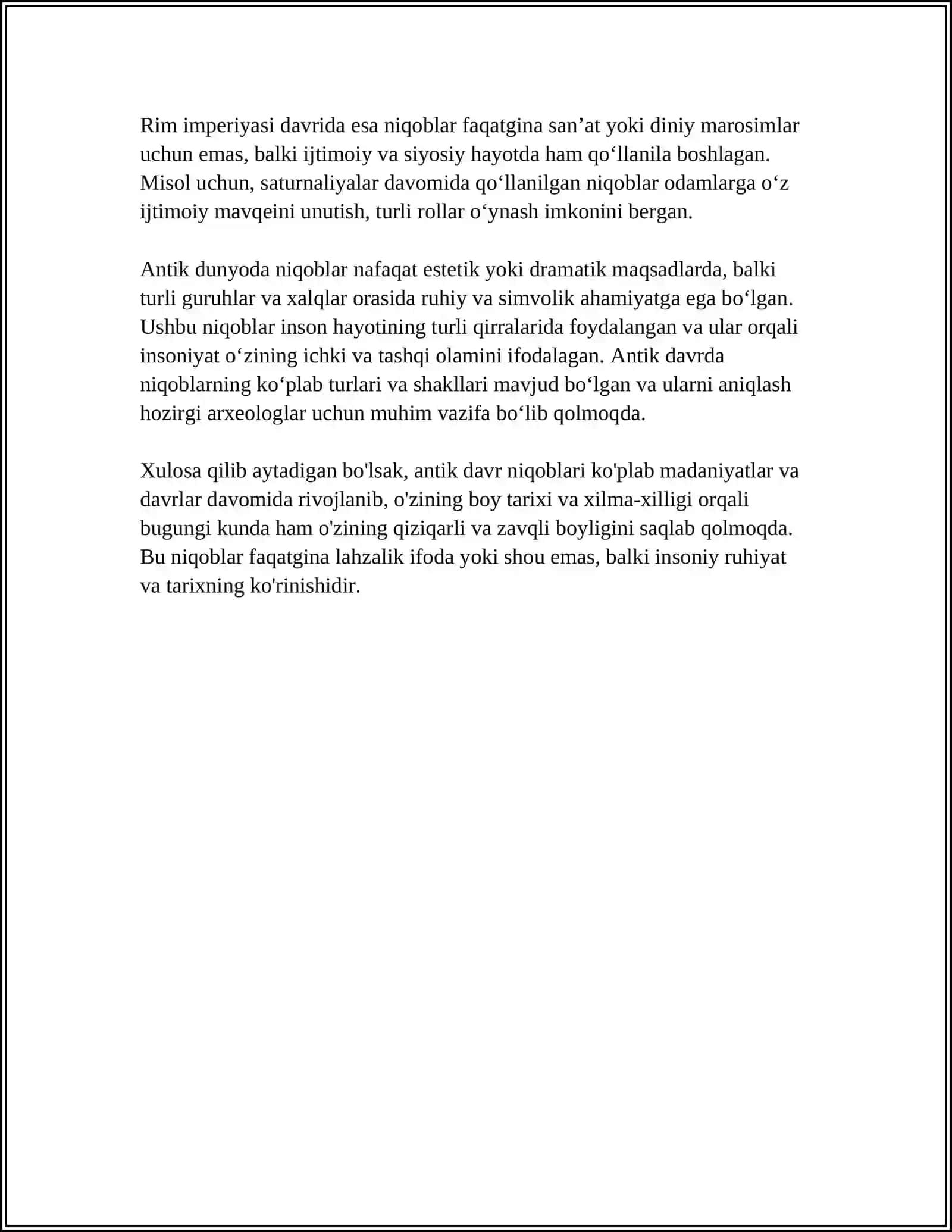 ANTIK DAVR NIQOBLARINING O’ZIGA XOSLIGIGA OID TASVIRLAR ISHLASH 4