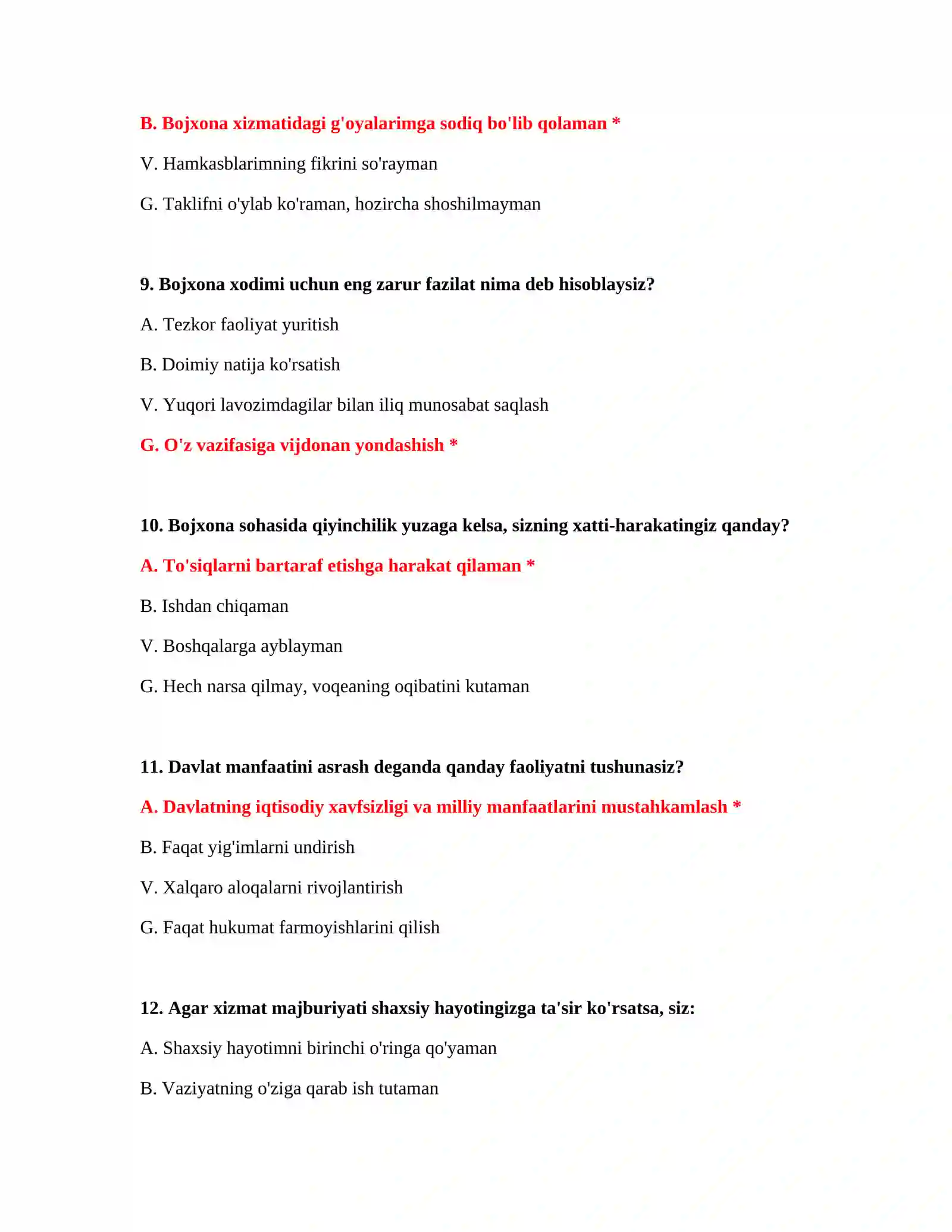 Bojxona testlar to‘plami 4