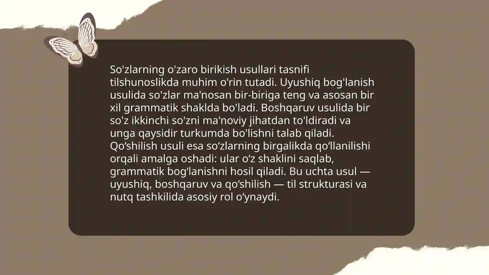 So'z birikmasida so'zlarning o'zaro birikish usullari 4