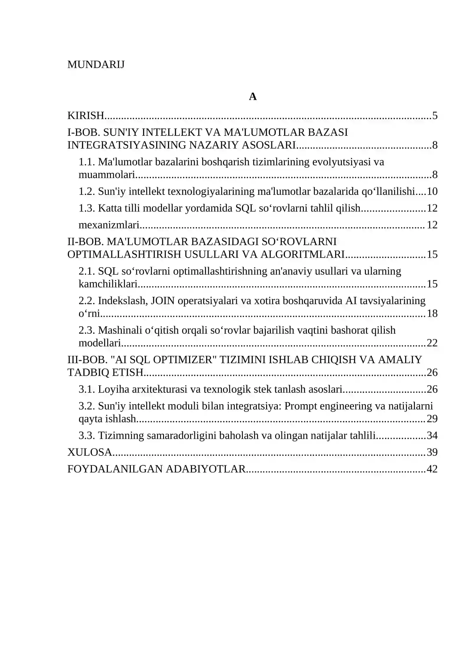 Suniy intelekt yordamida ma'lumotlar bazasidagi sorovlarni optimallashtirish 4