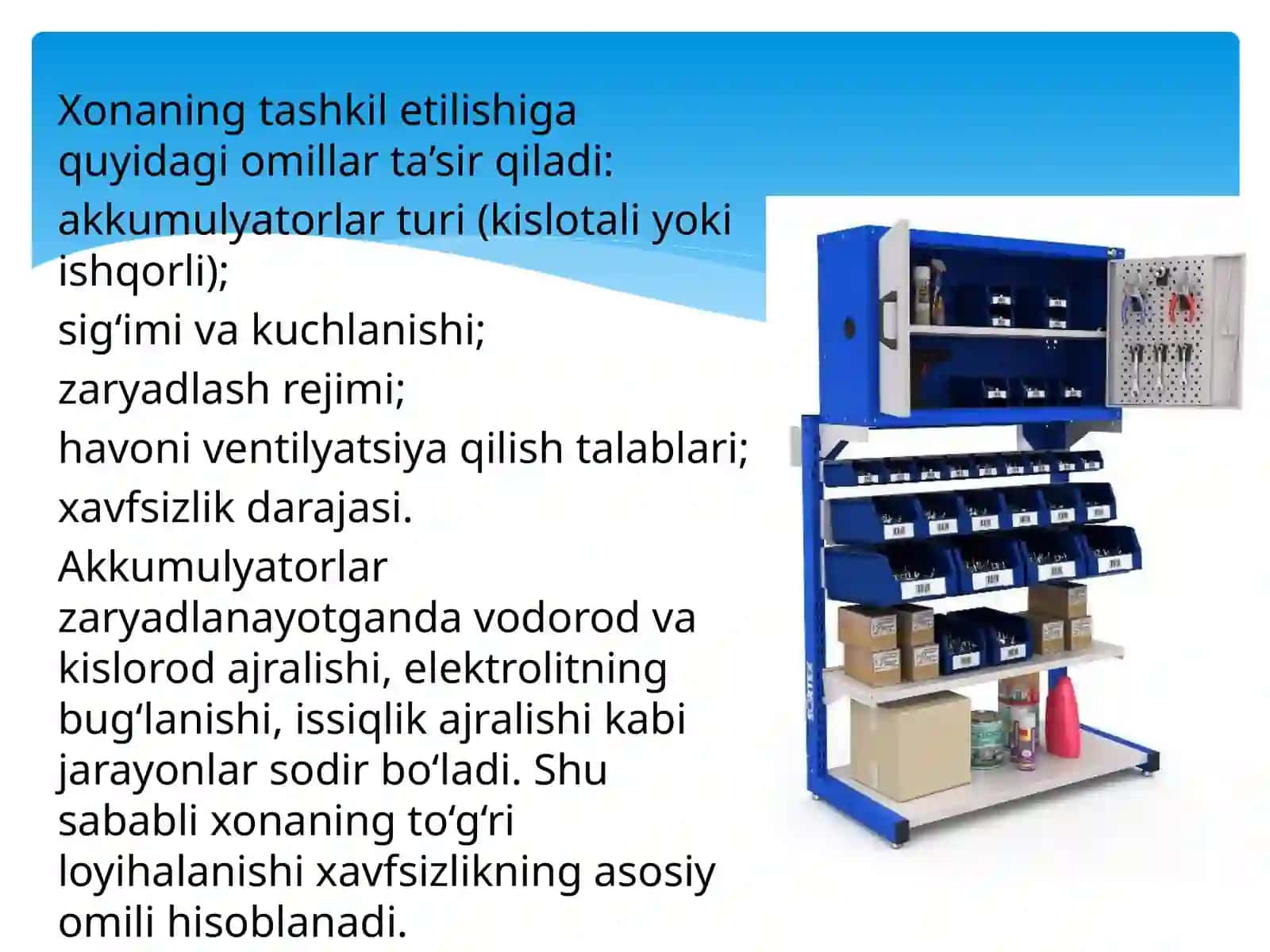 Akkumulyatorli batareyalar xonasi va talablari 4