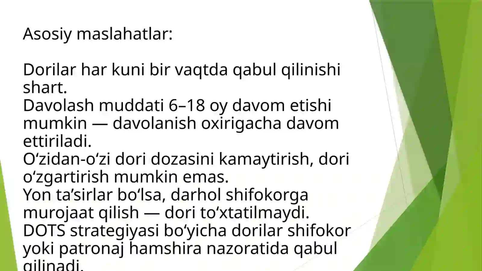 Tuberkulyozbilan og‘rigan bemorlarga tibbiy maslahat berish asoslari 4