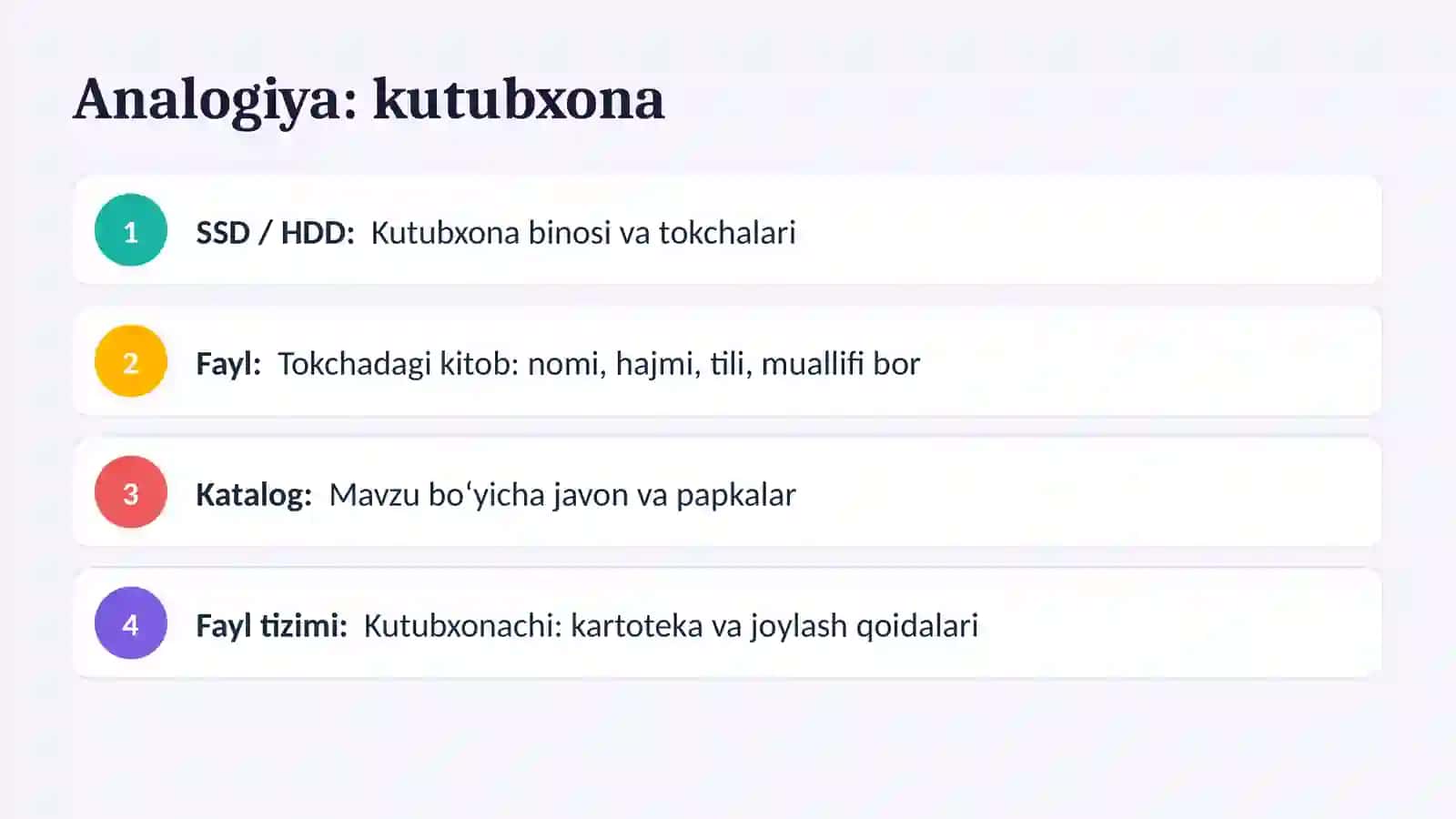 Fayl tizimi va uning vazifalari 4