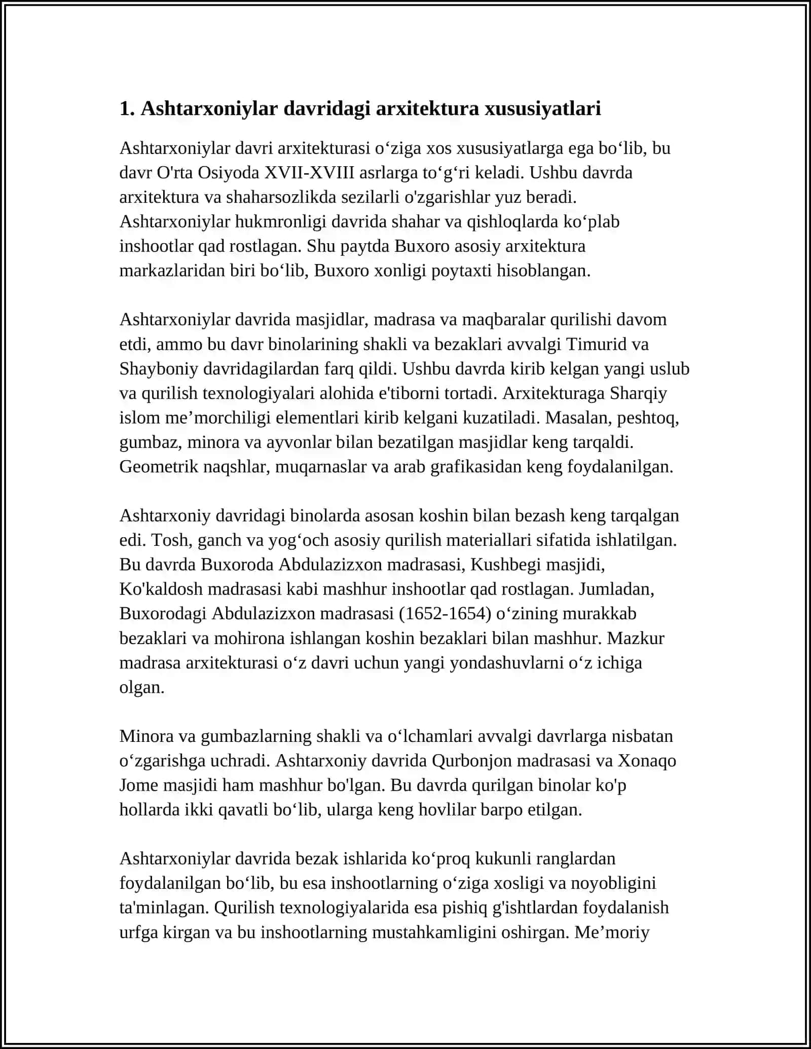 ASHTARXONIY DAVRIDA BINOKORLIK, TALIM 4