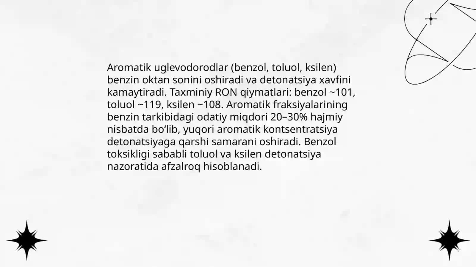 Benzinlarning kimyoviy tarkibi detonatsiya bolishiga tasiri 4
