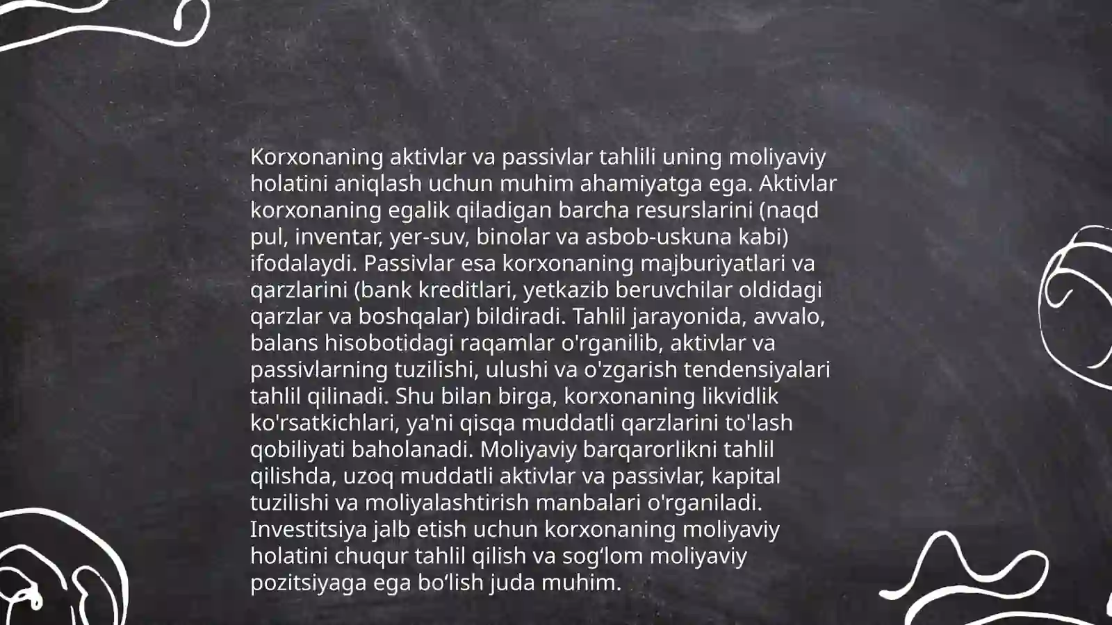 Korxonaning moliyaviy holati 4