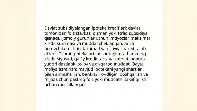 Ipoteka kreditlari va undan foydalanish tartibi 4