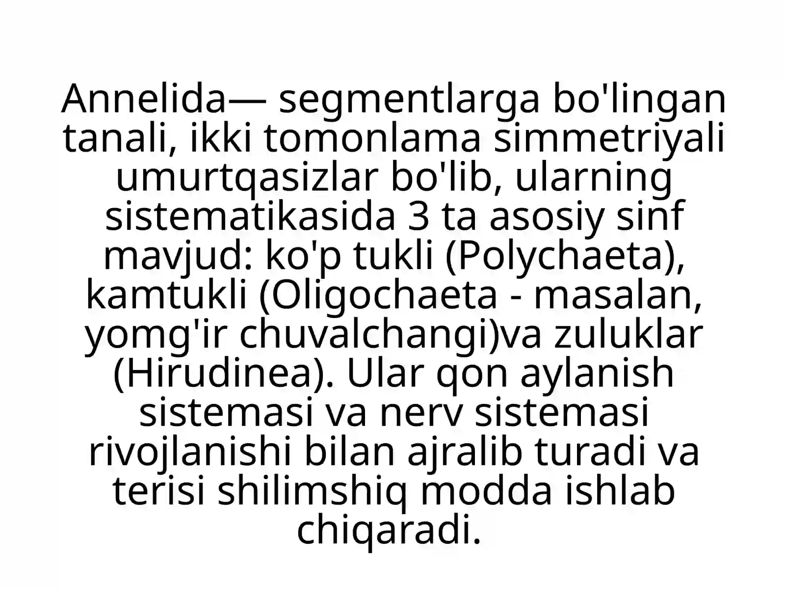 Halqalichuvalchanglar(Annelida)Vakillari 4