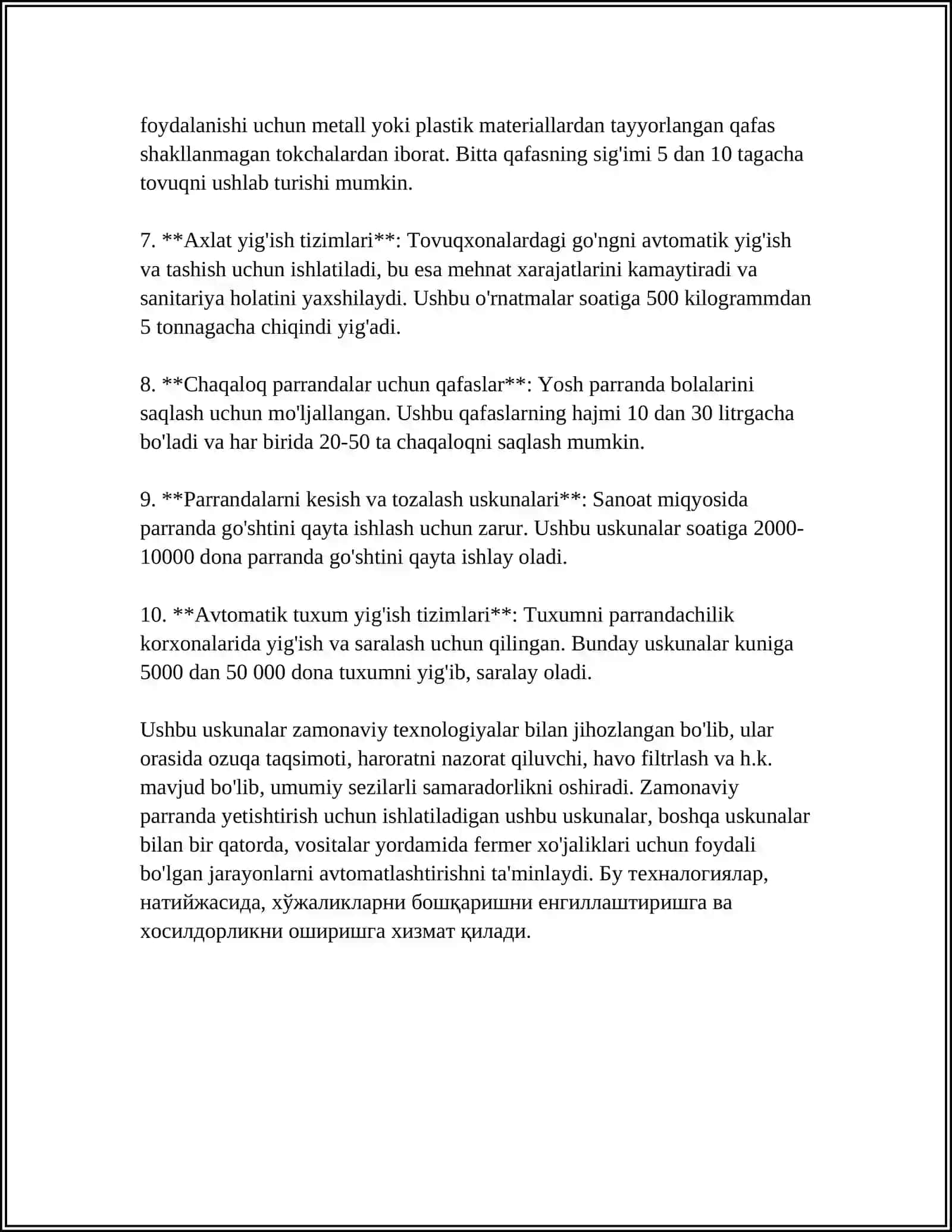SANOAT ASOSIDA PARRANDA GO'SHTI VA TUXUM YETISHTIRISH TEXNOLOGIYASI 4