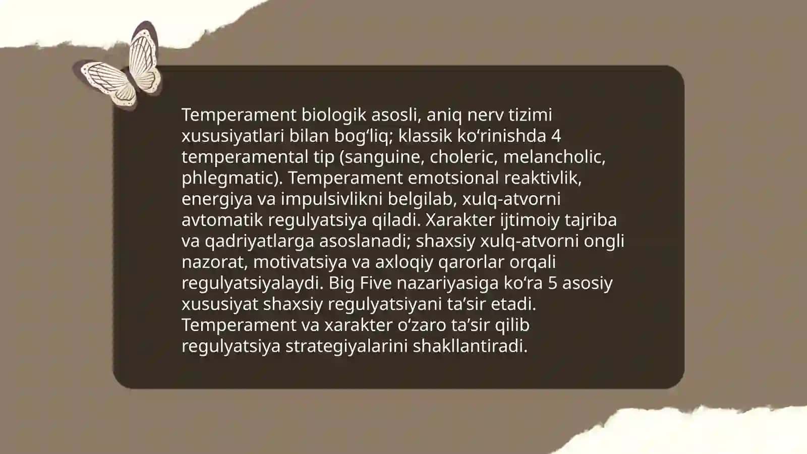 Individuallik xususiyatlari klassifikatsiyasi va ularning shaxs xulq-atvori regulyatsiyasidagi oʻrni 4